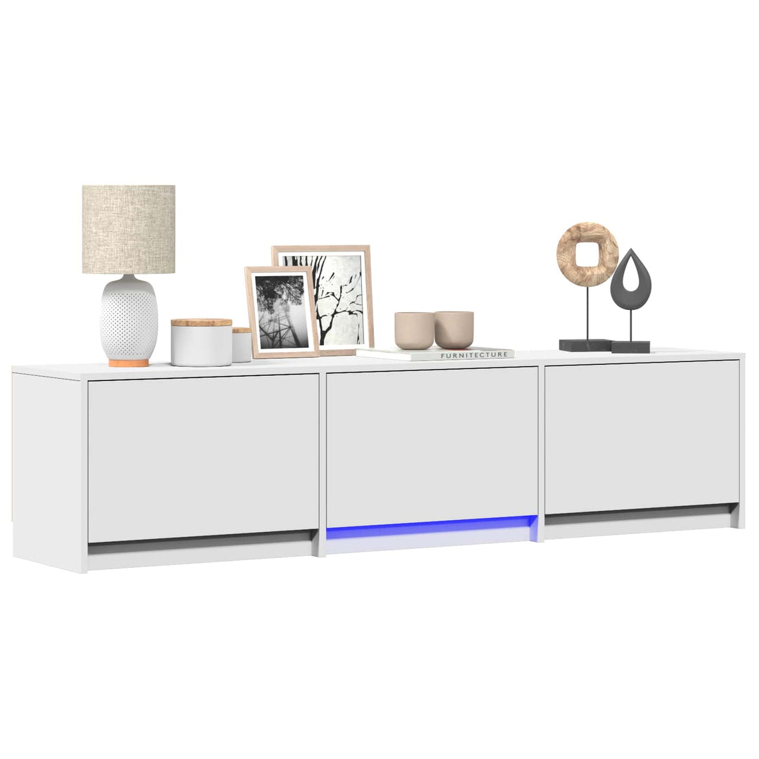 TV-bord med LED 165 x 34 x 40 cm Hvid Konstrueret træ