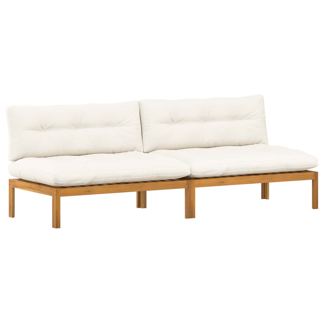 Midter Sofa Enhed 2 stk. Naturlig og Creme Hvid Akacietræ