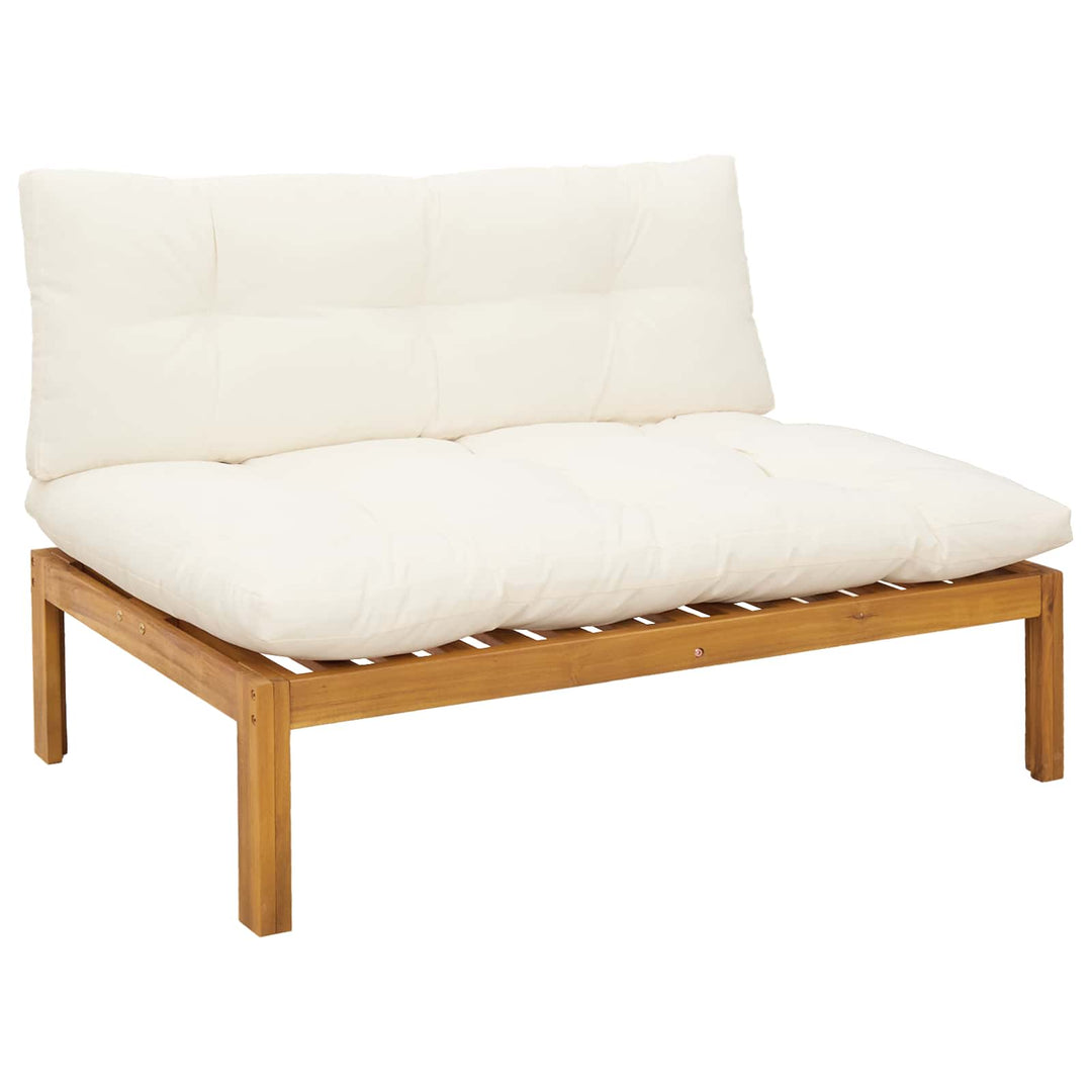 Midter Sofa Enhed 2 stk. Naturlig og Creme Hvid Akacietræ
