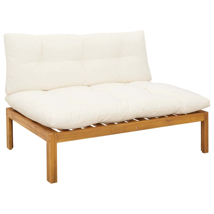 Midter Sofa Enhed 2 stk. Naturlig og Creme Hvid Akacietræ