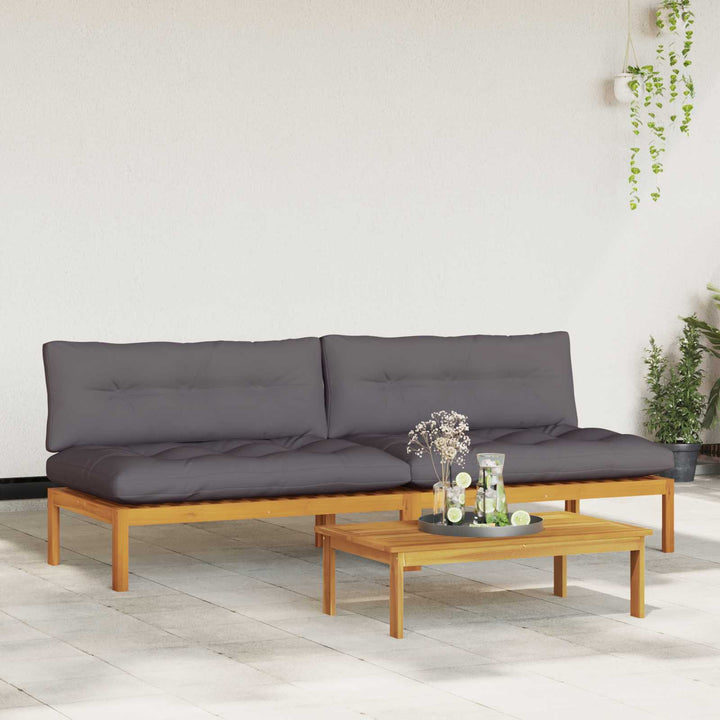 Midter Sofa Enhed 2 stk. Naturlig og mørk grå Akacietræ