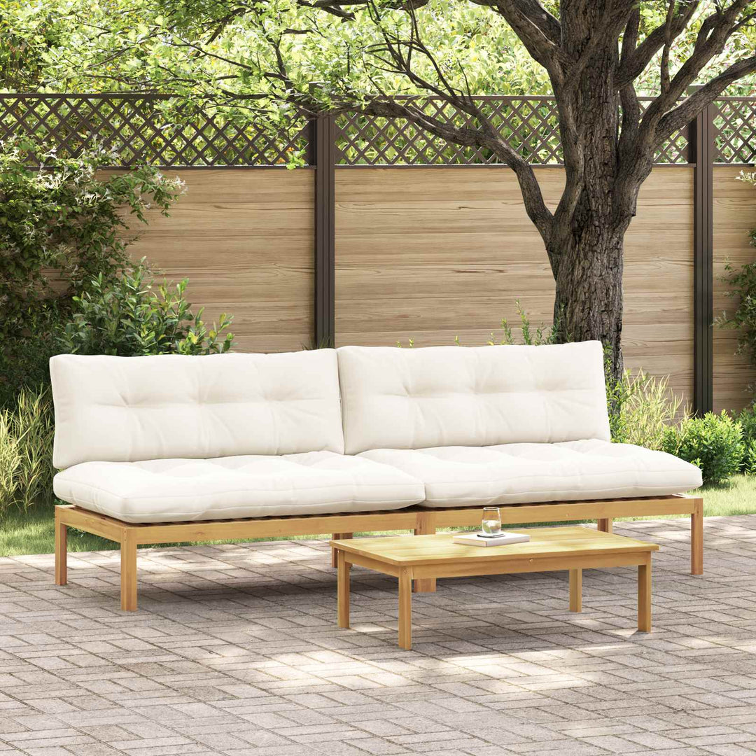 Midter Sofa Enhed Lys Akacie og Cream Hvid Akacietræ