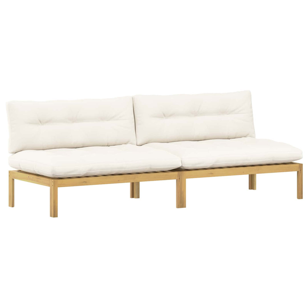 Midter Sofa Enhed Lys Akacie og Cream Hvid Akacietræ