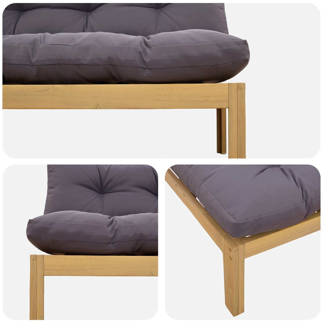 Midter Sofa Enhed Lys Akacie og Mørke Grå Akacietræ