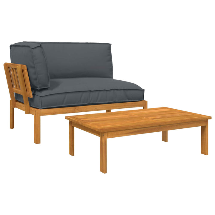 Sofa Sæt med pude Ensfarvet 2 pcs Antracit Massivt Akacietræ