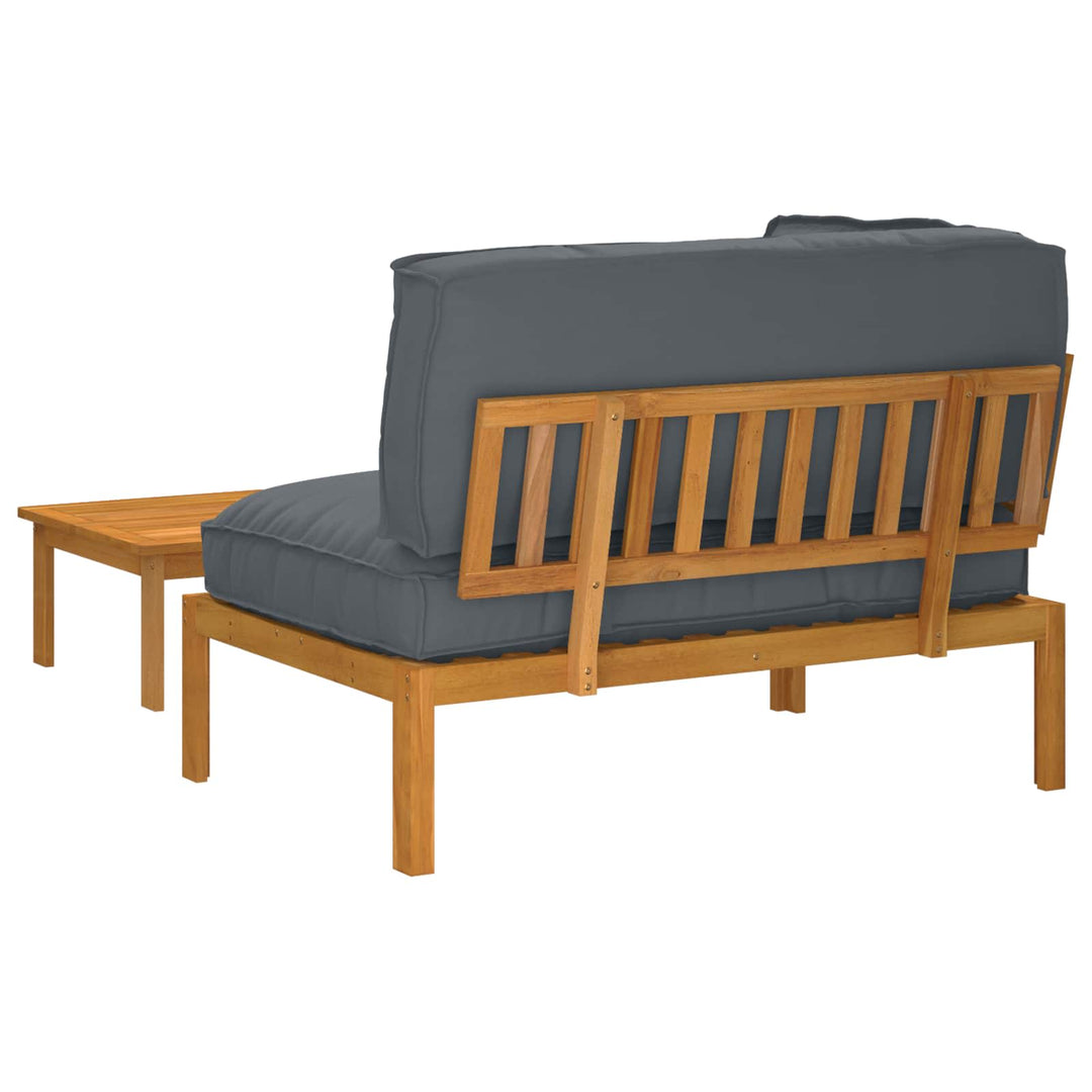 Sofa Sæt med pude Ensfarvet 2 pcs Antracit Massivt Akacietræ