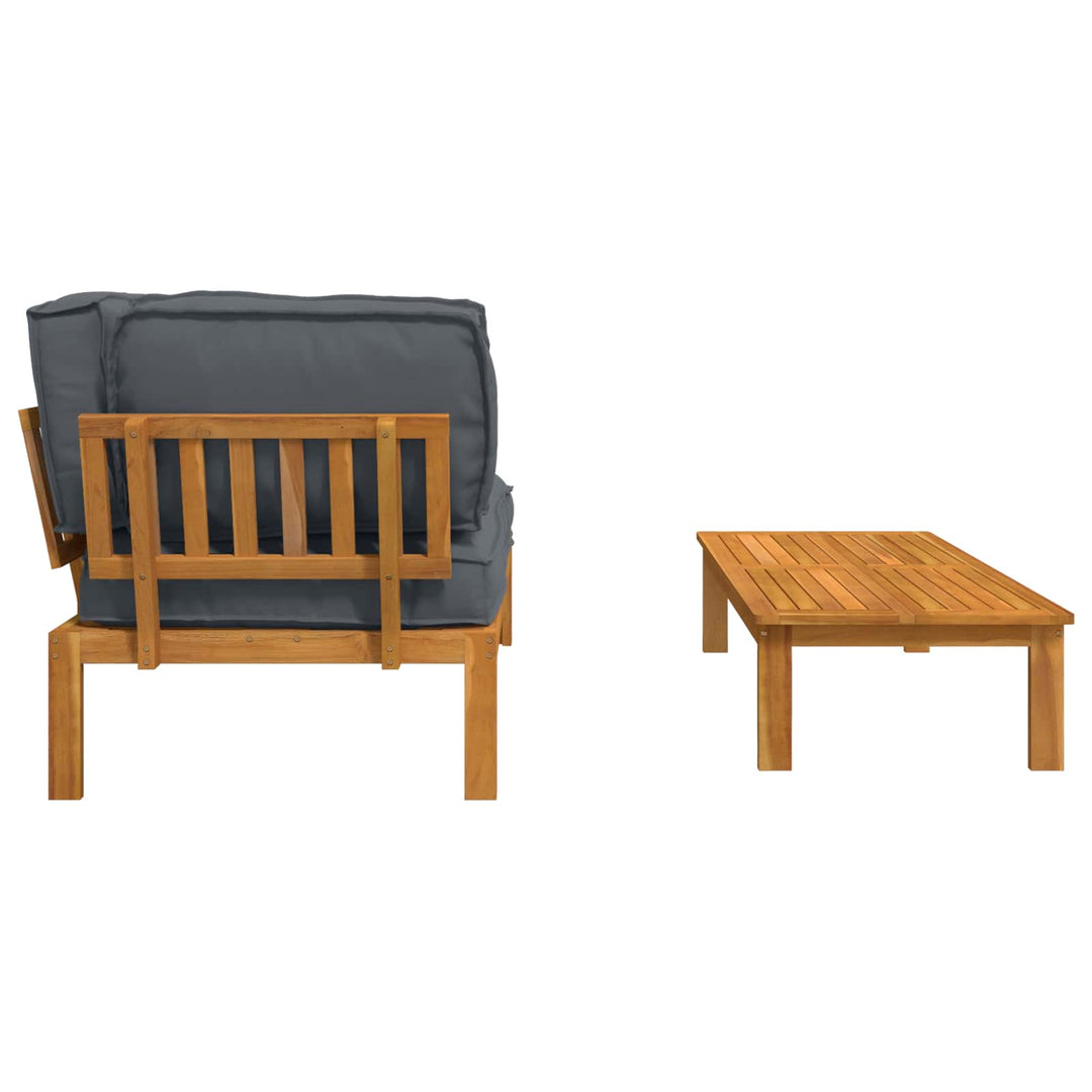 Sofa Sæt med pude Ensfarvet 2 pcs Antracit Massivt Akacietræ