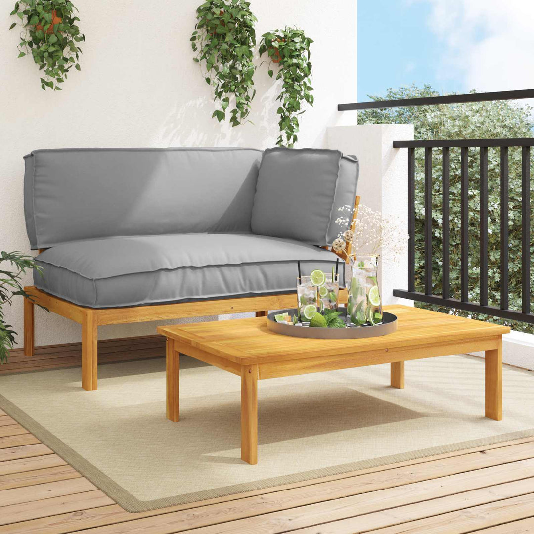 Sofa Sæt med pude Ensfarvet 2 pcs Grå Massivt Akacietræ