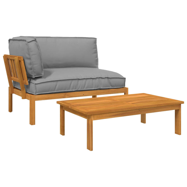 Sofa Sæt med pude Ensfarvet 2 pcs Grå Massivt Akacietræ
