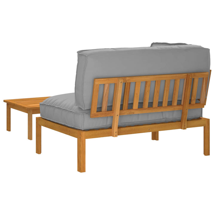 Sofa Sæt med pude Ensfarvet 2 pcs Grå Massivt Akacietræ