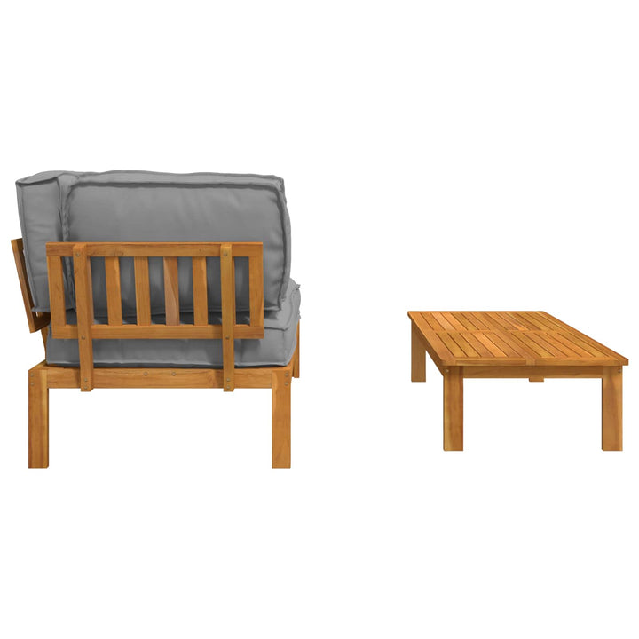 Sofa Sæt med pude Ensfarvet 2 pcs Grå Massivt Akacietræ
