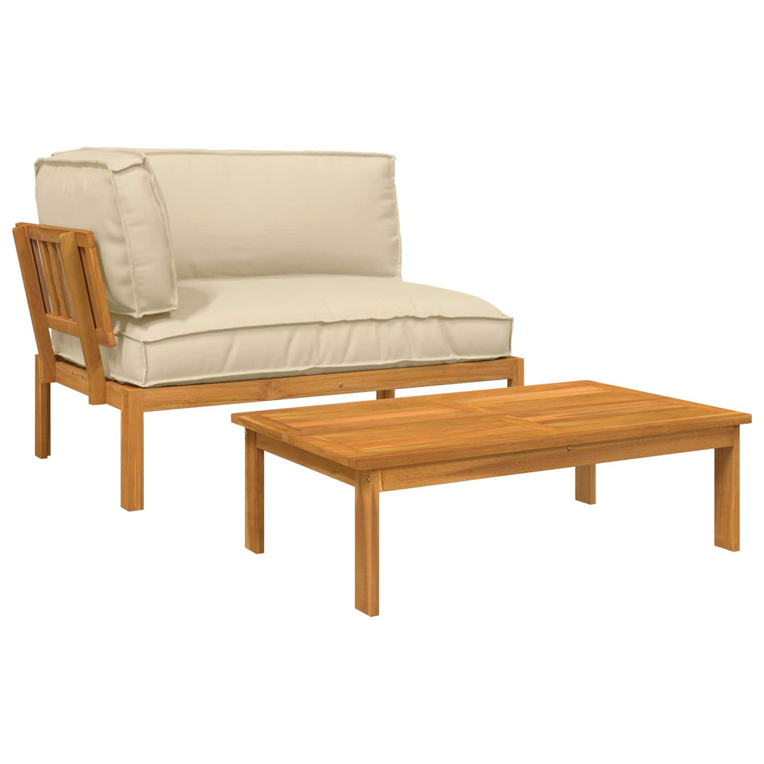 Sofa Sæt med pude Ensfarvet 2 pcs Beige Massivt Akacietræ