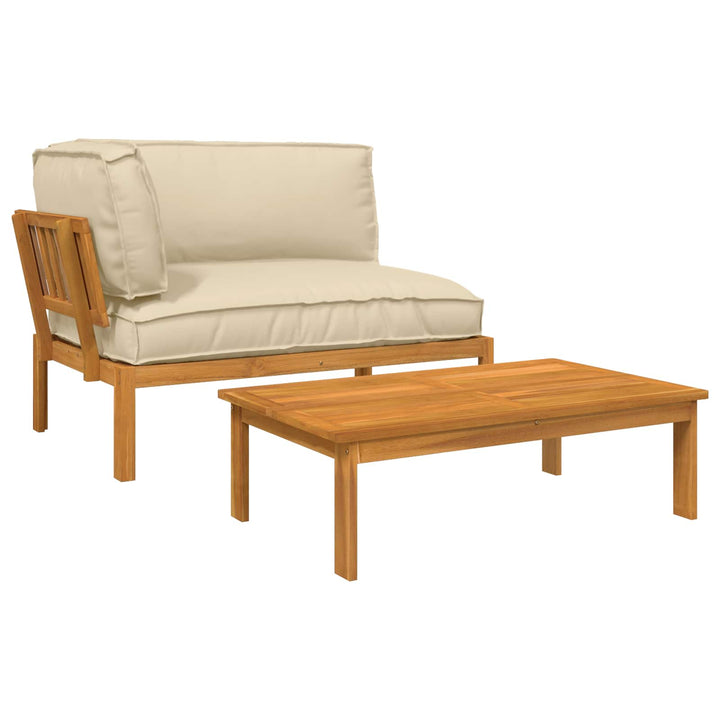 Sofa Sæt med pude Ensfarvet 2 pcs Beige Massivt Akacietræ