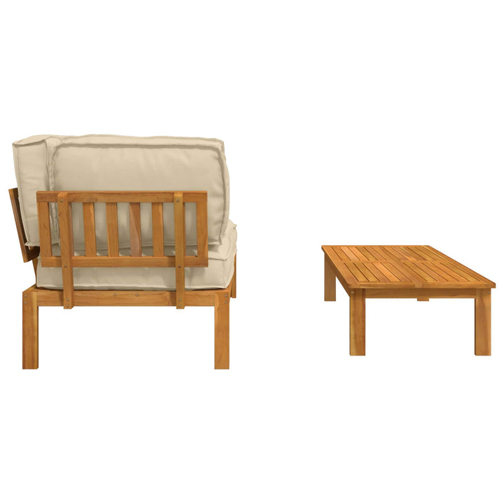 Sofa Sæt med pude Ensfarvet 2 pcs Beige Massivt Akacietræ