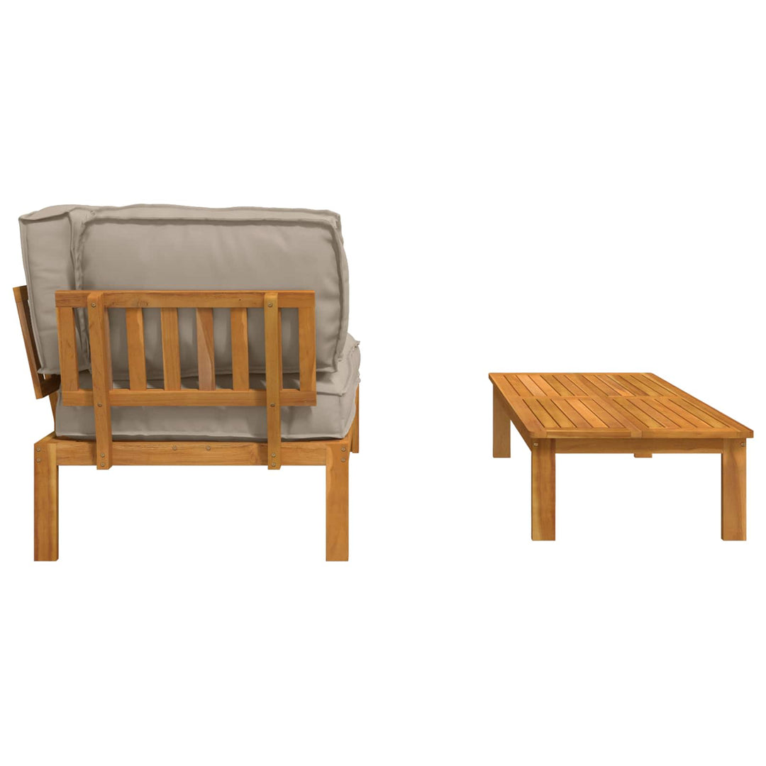 Sofa Sæt med pude Ensfarvet 2 pcs Gråbrun Massivt Akacietræ