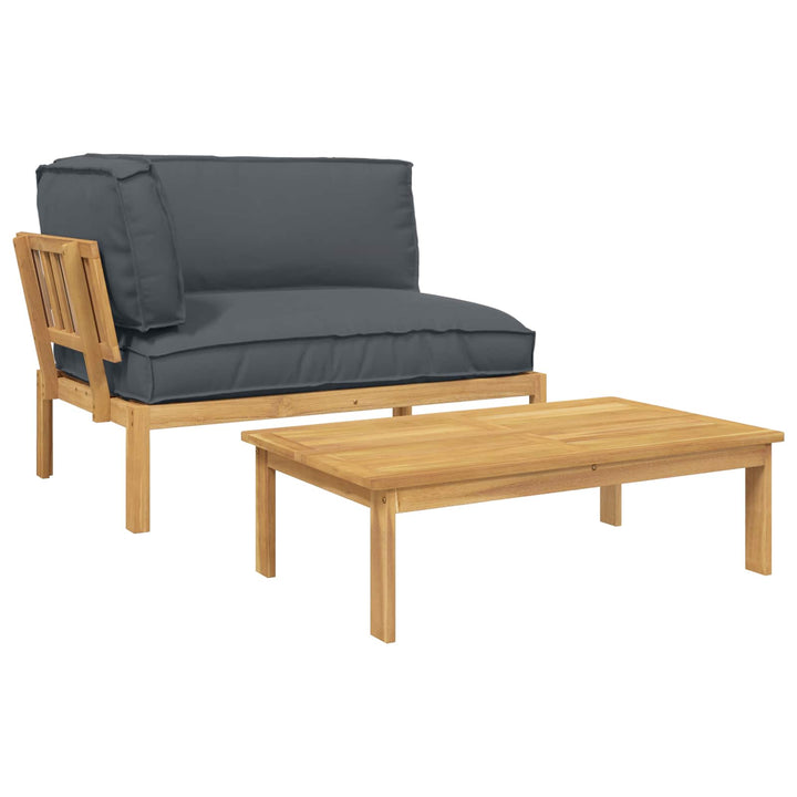 Sofa Sæt 2 stk. Antracit Massivt Akacietræ