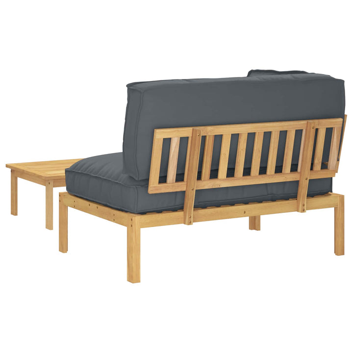 Sofa Sæt 2 stk. Antracit Massivt Akacietræ