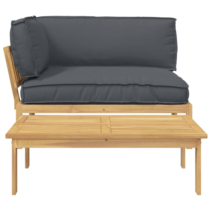 Sofa Sæt 2 stk. Antracit Massivt Akacietræ
