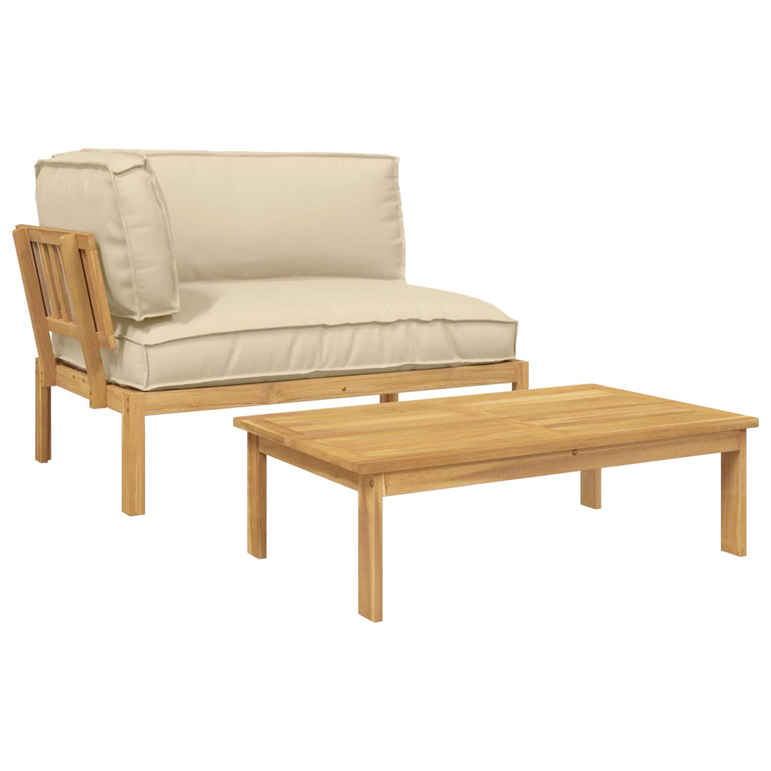 Sofa Sæt med pude Ensfarvet 2 pcs Beige Massivt Akacietræ