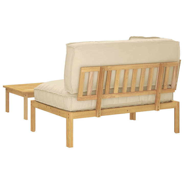 Sofa Sæt med pude Ensfarvet 2 pcs Beige Massivt Akacietræ