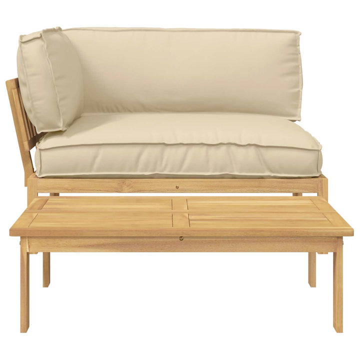 Sofa Sæt med pude Ensfarvet 2 pcs Beige Massivt Akacietræ