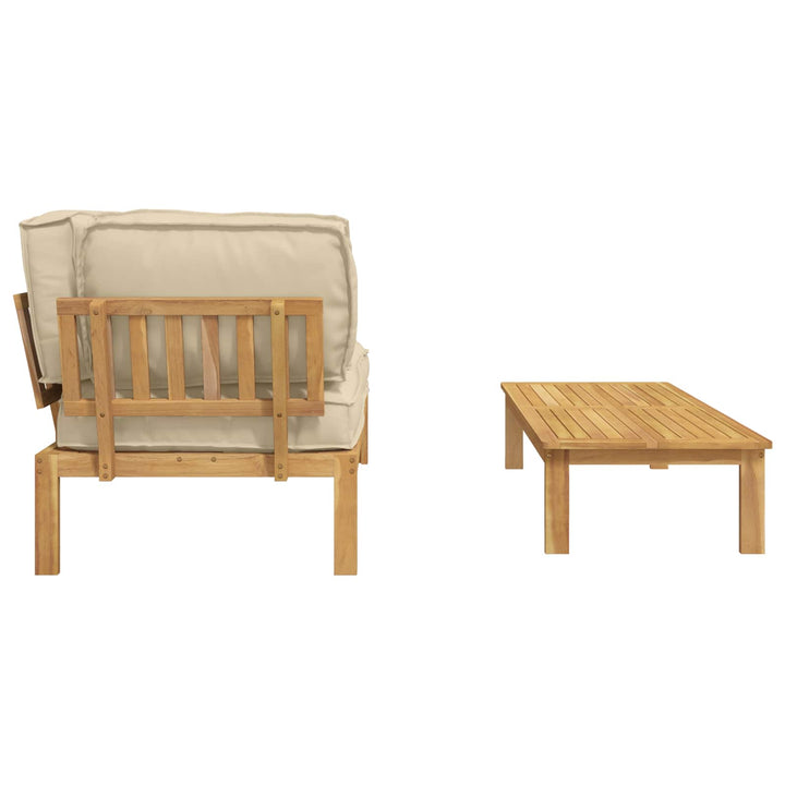 Sofa Sæt med pude Ensfarvet 2 pcs Beige Massivt Akacietræ
