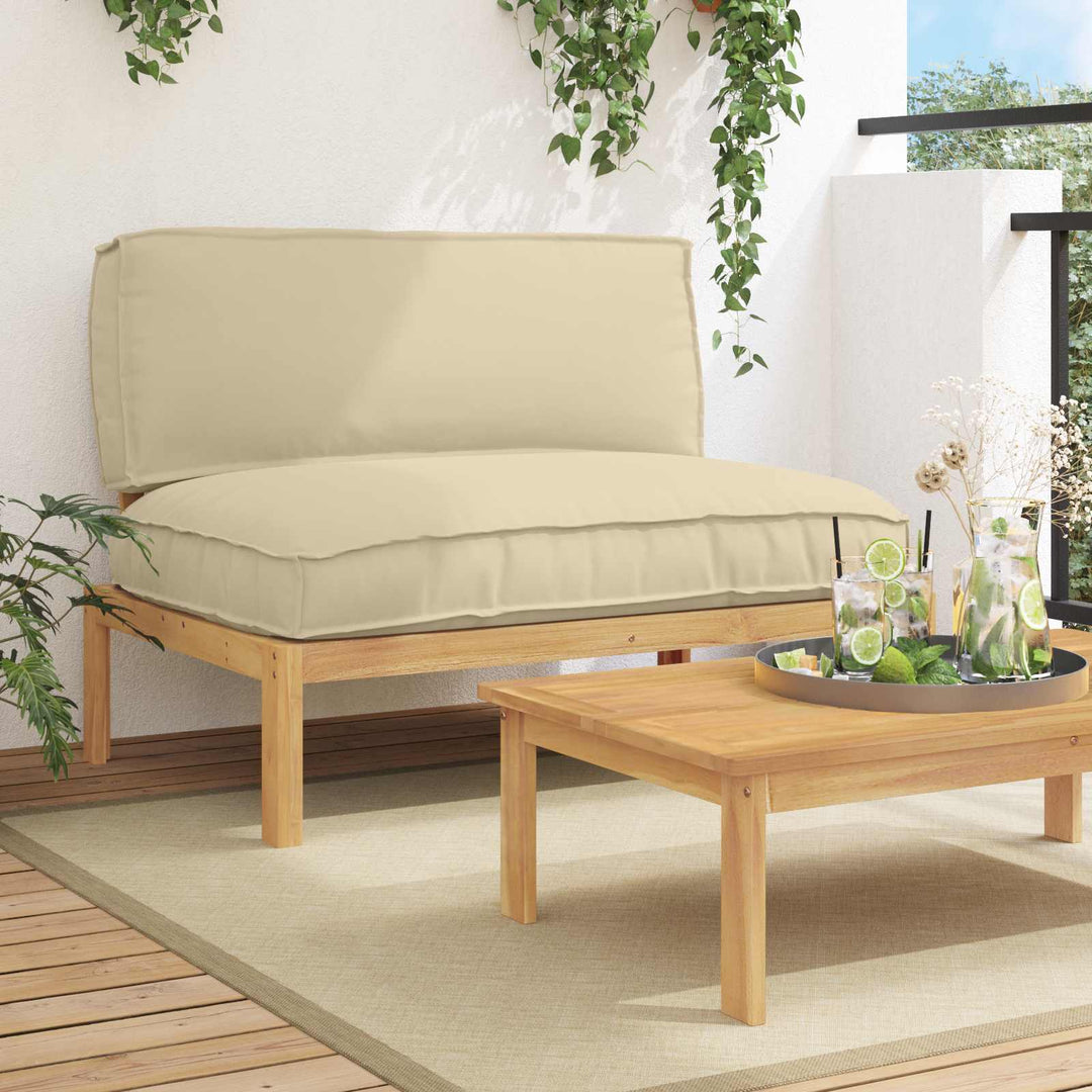 Sofa Sæt med pude Beige 120 x 92 x 69 cm Massivt Akacietræ