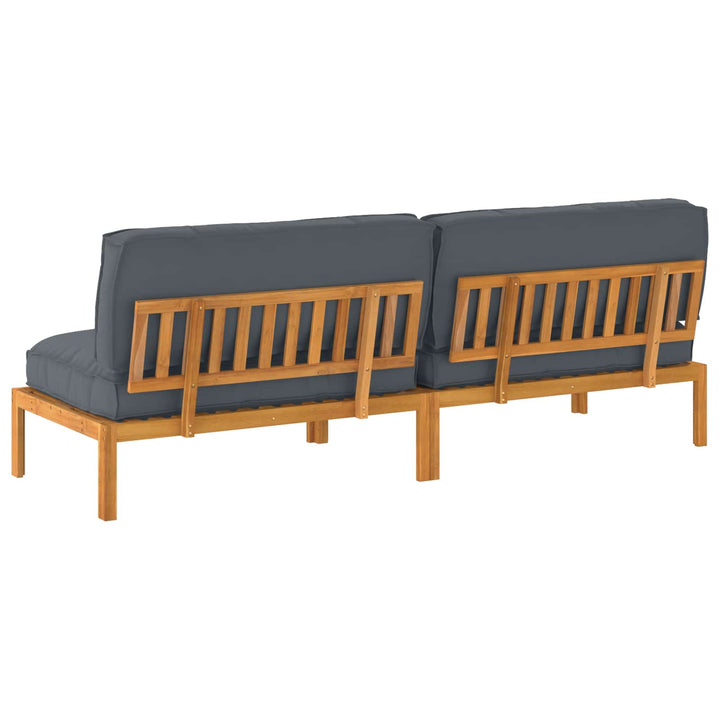Sofa Sæt med pude Ensfarvet 2 pcs Antracit Massivt Akacietræ