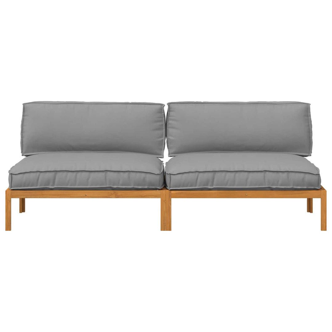 Sofa Sæt 2 stk. Grå Massivt Akacietræ