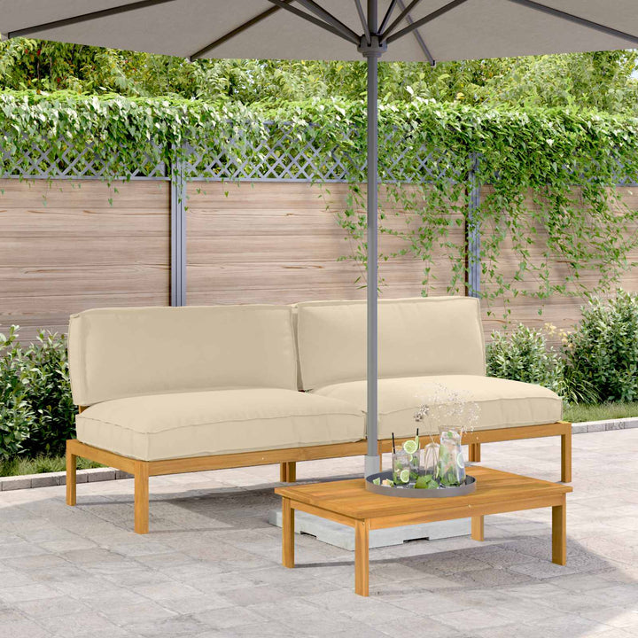 Sofa Sæt med pude Ensfarvet 2 pcs Beige Massivt Akacietræ