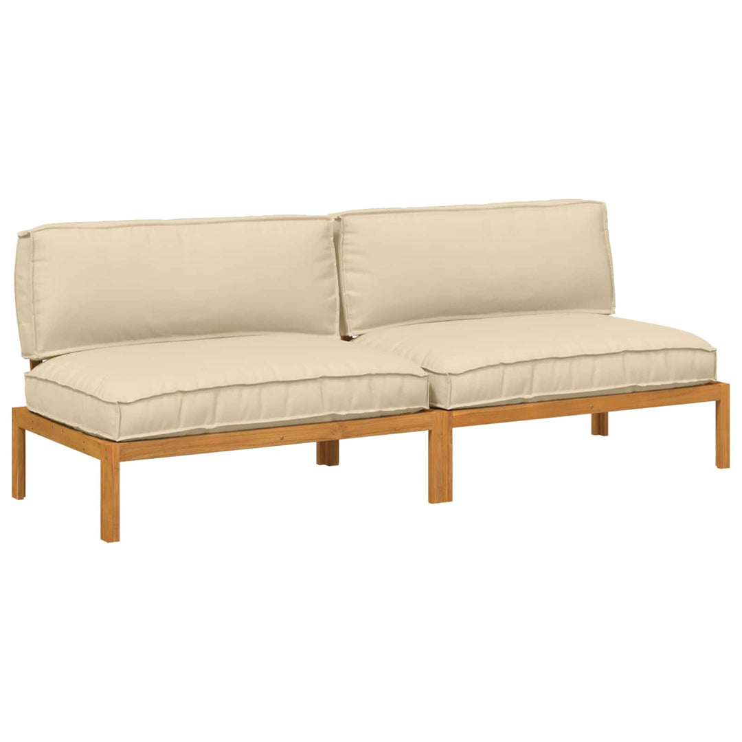 Sofa Sæt med pude Ensfarvet 2 pcs Beige Massivt Akacietræ