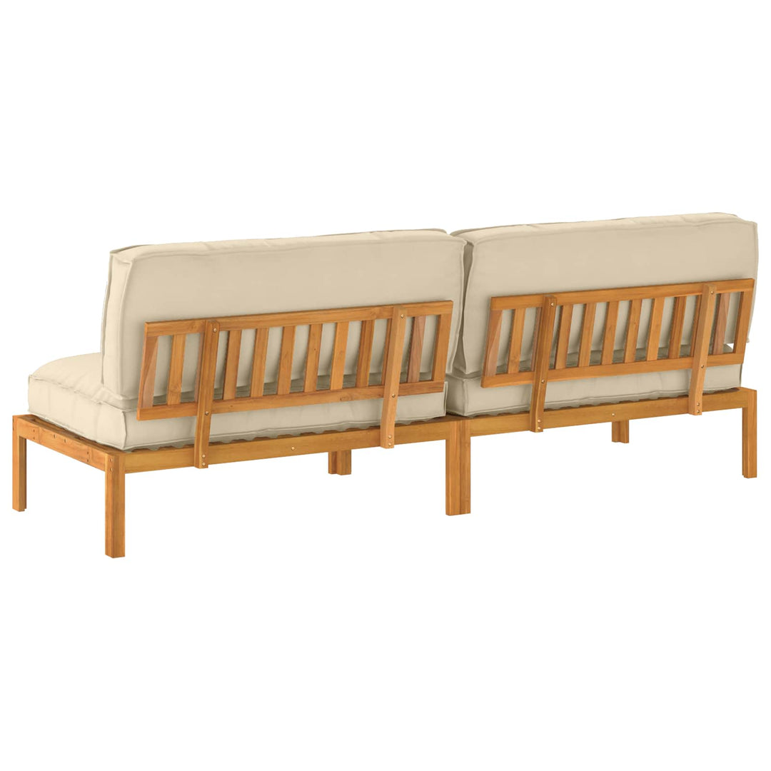 Sofa Sæt med pude Ensfarvet 2 pcs Beige Massivt Akacietræ