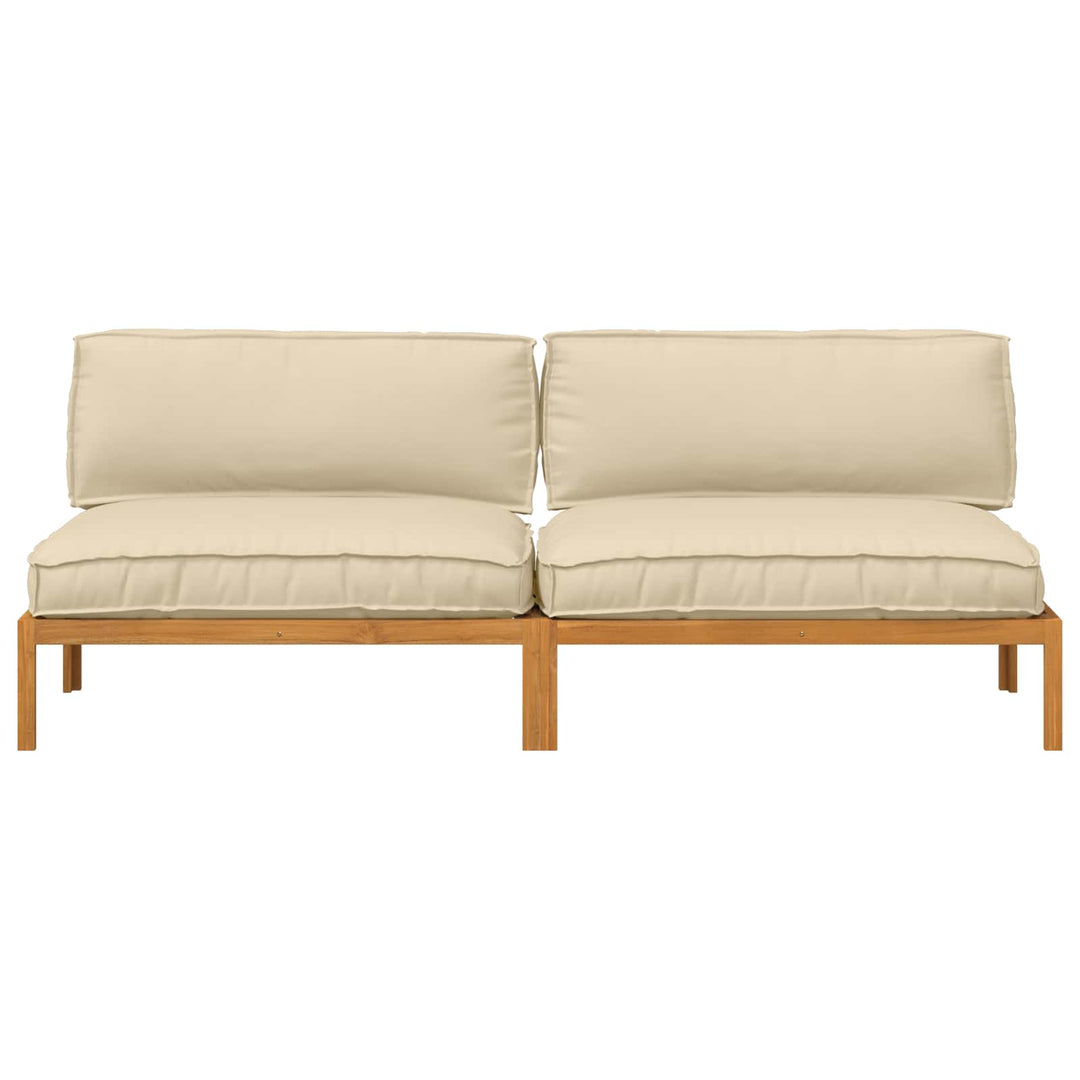 Sofa Sæt med pude Ensfarvet 2 pcs Beige Massivt Akacietræ
