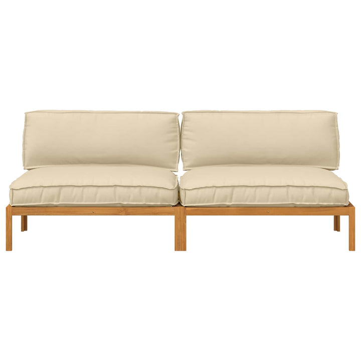 Sofa Sæt med pude Ensfarvet 2 pcs Beige Massivt Akacietræ