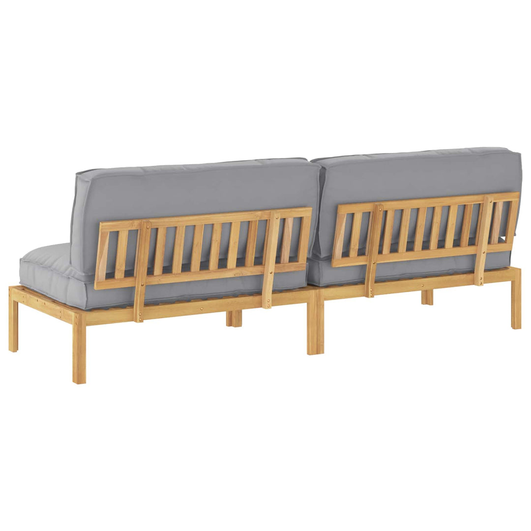 Sofa Sæt med pude Ensfarvet 2 pcs Grå Massivt Akacietræ