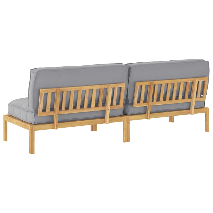 Sofa Sæt med pude Ensfarvet 2 pcs Grå Massivt Akacietræ