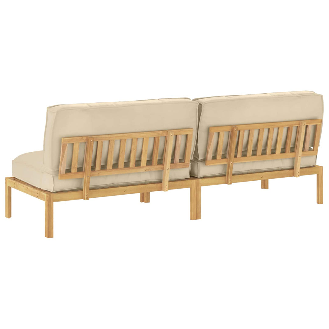 Sofa Sæt med pude Beige 240 x 92 x 69 cm Massivt Akacietræ