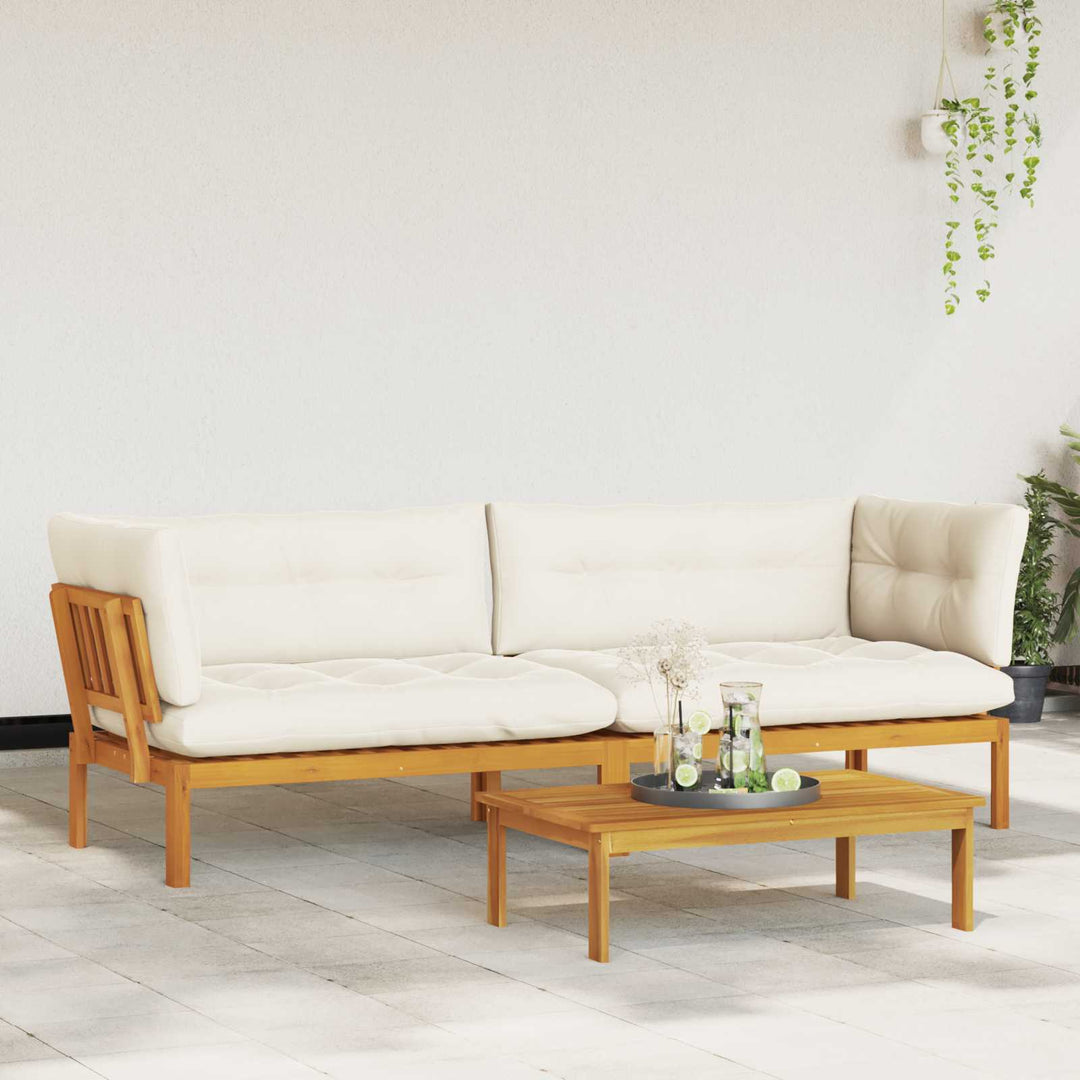 Havemøbel sæt til palle sofa 2 Stk Naturlig og Creme Hvid