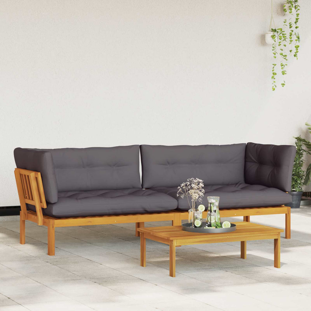 Havemøbel sæt til palle sofa 2 Stk Naturlig og mørk grå