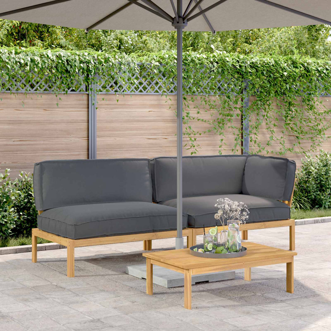 Sofa Sæt med pude Ensfarvet 3 pcs Antracit Massivt Akacietræ
