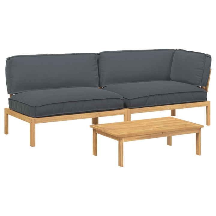 Sofa Sæt med pude Ensfarvet 3 pcs Antracit Massivt Akacietræ