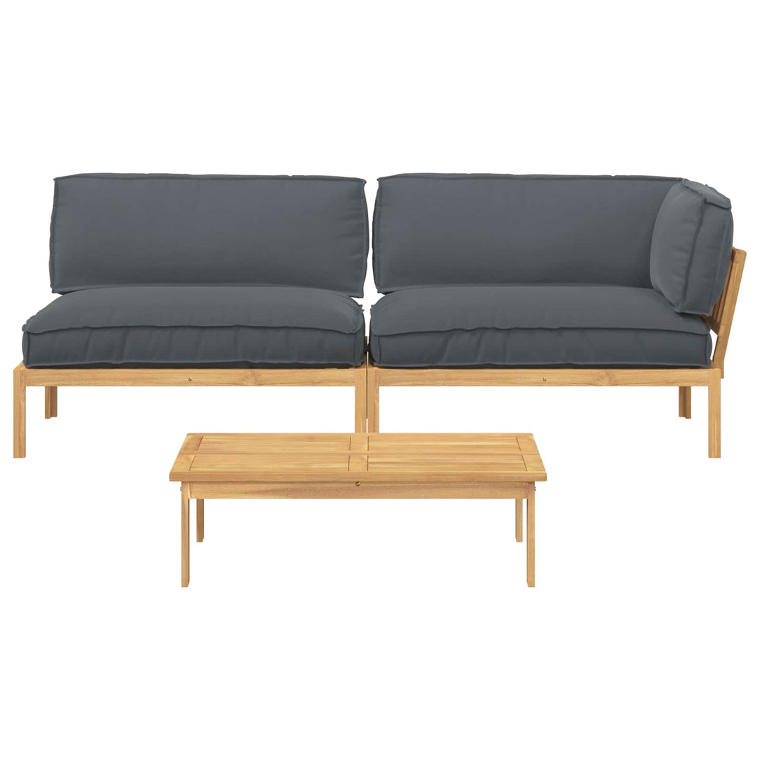 Sofa Sæt med pude Ensfarvet 3 pcs Antracit Massivt Akacietræ