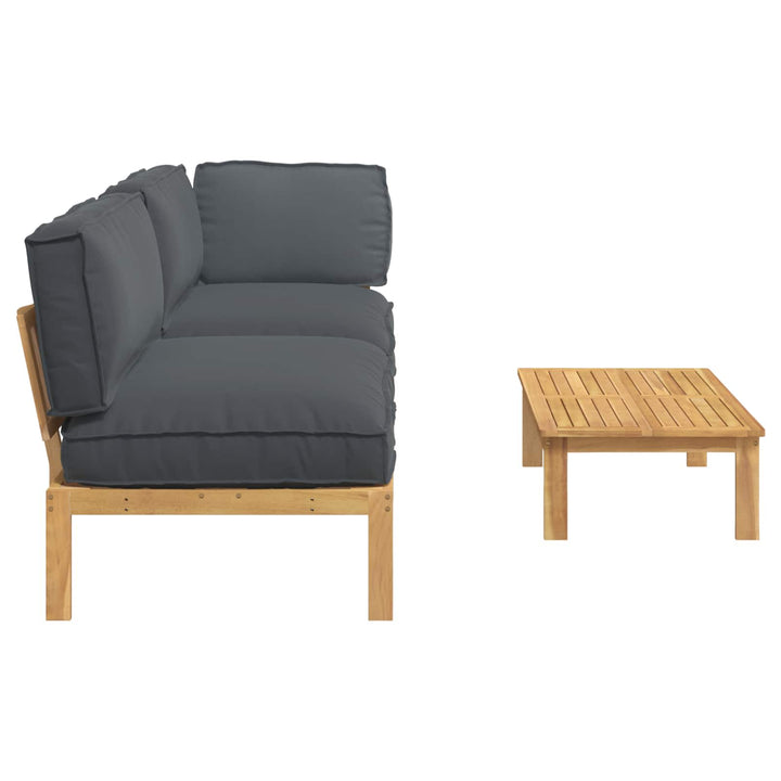 Sofa Sæt med pude Ensfarvet 3 pcs Antracit Massivt Akacietræ
