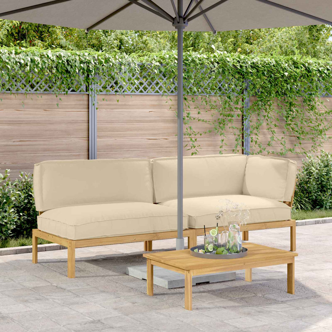 Sofa Sæt med pude Ensfarvet 3 pcs Beige Massivt Akacietræ