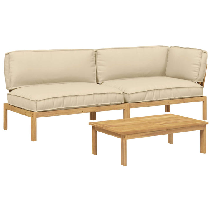 Sofa Sæt med pude Ensfarvet 3 pcs Beige Massivt Akacietræ