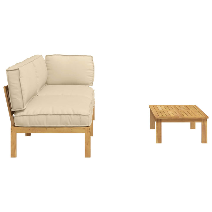 Sofa Sæt med pude Ensfarvet 3 pcs Beige Massivt Akacietræ