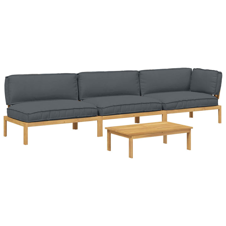 Sofa Sæt med pude Ensfarvet 4 pcs Antracit Massivt Akacietræ