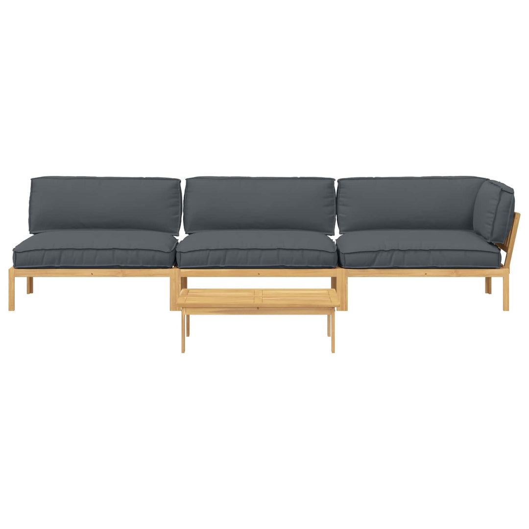 Sofa Sæt med pude Ensfarvet 4 pcs Antracit Massivt Akacietræ