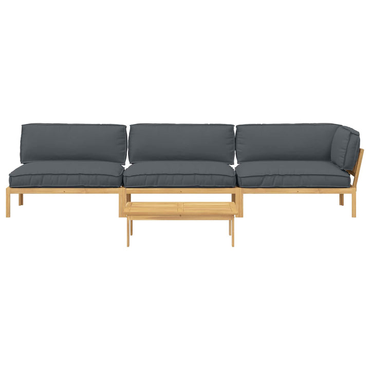 Sofa Sæt med pude Ensfarvet 4 pcs Antracit Massivt Akacietræ