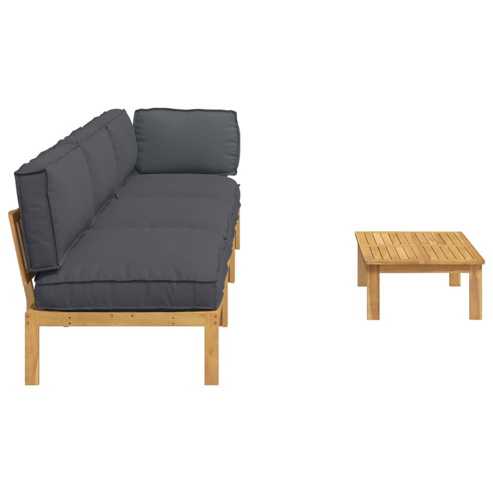 Sofa Sæt med pude Ensfarvet 4 pcs Antracit Massivt Akacietræ